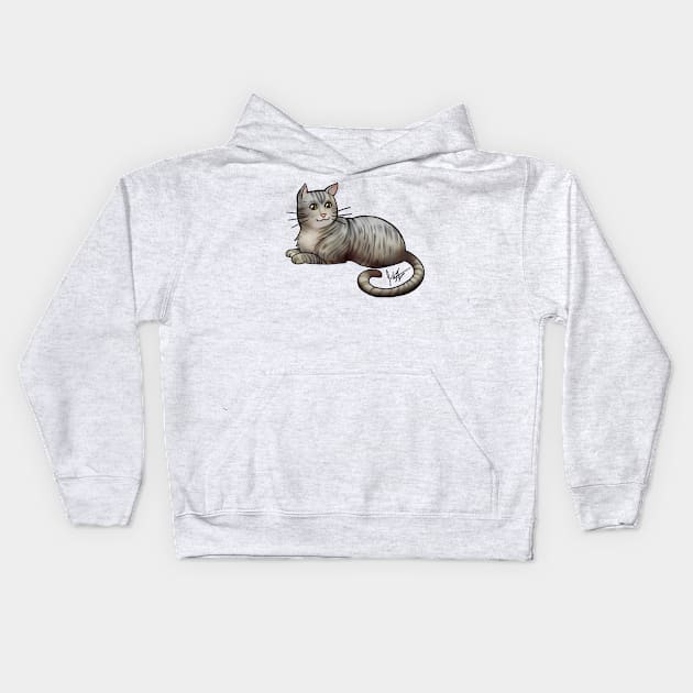 Cat - American Shorthair - Gray Tabby Kids Hoodie by Jen's Dogs Custom Gifts and Designs